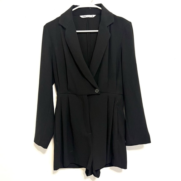 2/$30 Zara Black Pleated Long Sleeve Romper Size Small - Picture 6 of 13